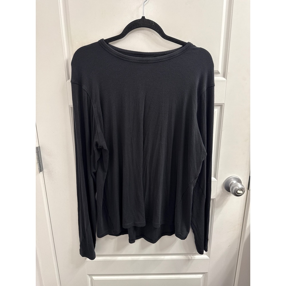 Lululemon Athletica Womens Black Ribbed Knit Long Sleeve Crew Neck Top